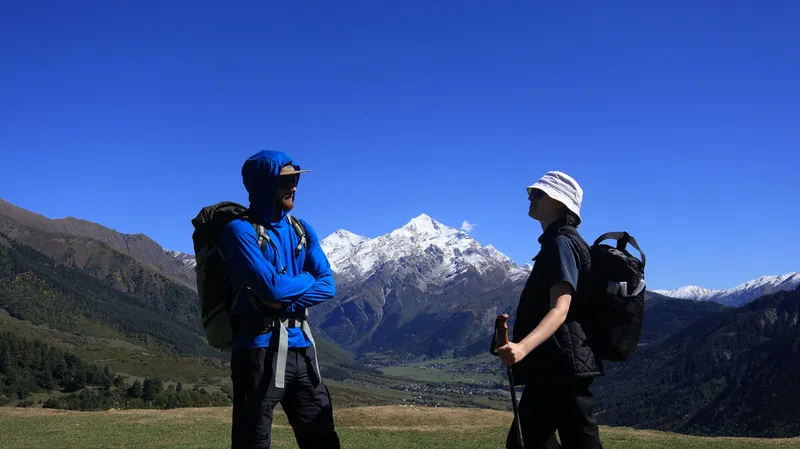 Hikers On The View Of Tetnuldi 1 Mestia-Ushguli trek – 5 days tour from Kutaisi